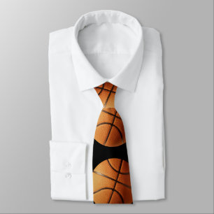 Cravate Motif De Basket-Ball Orange Et Noir,