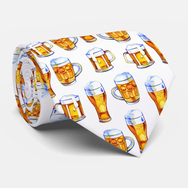 Cravate motif de bière carrelé cool (Roulé)