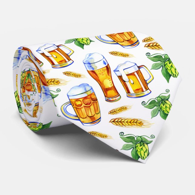 Cravate motif de bière carrelé cool (Roulé)