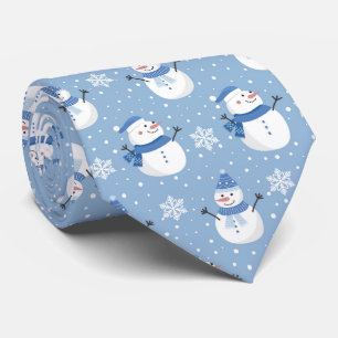 Cravate Motif de bonhomme de neige en carrelage de Noël fe