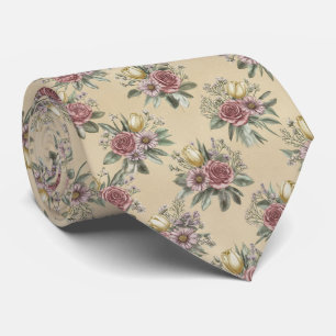 Cravate Motif de bouquet floral vintage