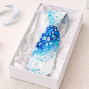 Cravate Motif de bulle aquarelle bleue Océan moderne 