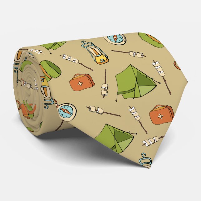 Cravate motif de camping cool carrelé (Roulé)