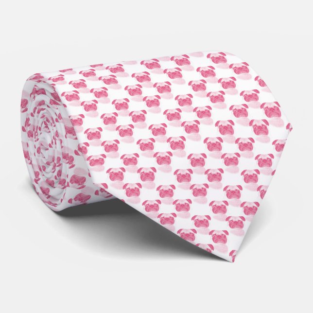 Cravate Motif de Carlin gris PINK (Roulé)
