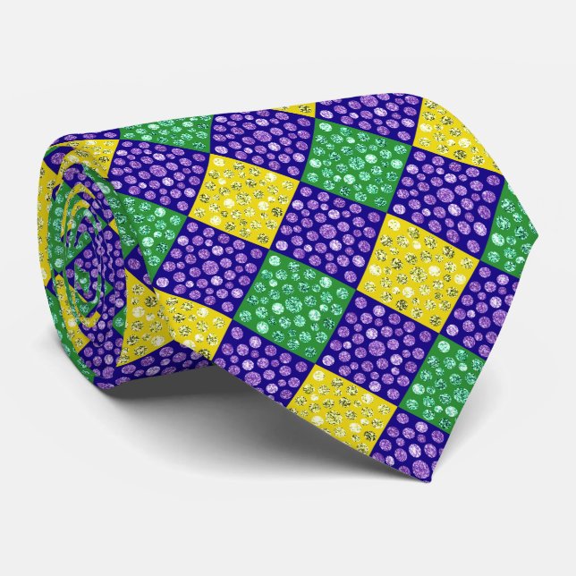 Cravate Motif de carnaval de diamant de harlequin de mardi (Roulé)