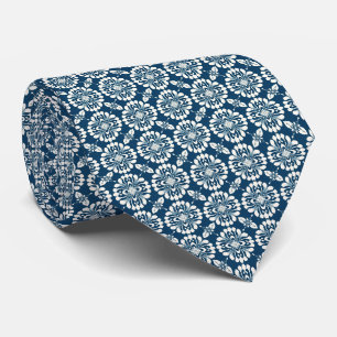 Cravate Motif de carreaux méditerranéen en bleu marine pro