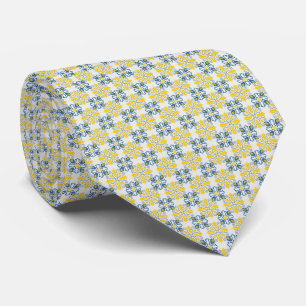 Cravate Motif de carreaux portugais jolis bleus et jaunes