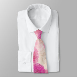 Cravate Motif de cercle en dentelle florale abstraite rose