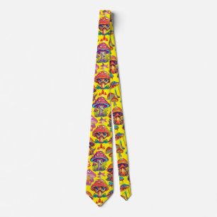 Cravate Motif de champignon psychédélique 3D B.B. Jaune BG