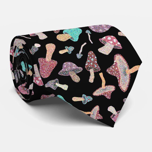 Cravate Motif de champignons de champignons peints (Roulé)