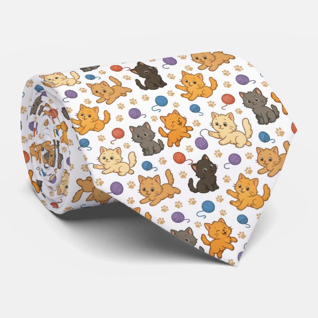 Cravate Motif de chat mignon (Roulé)