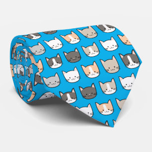 Cravate Motif de chaton mignon sur un fond bleu