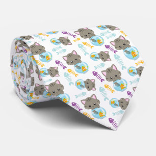 Cravate Motif De Chats, Chats Mignons, Chatons, Poisson