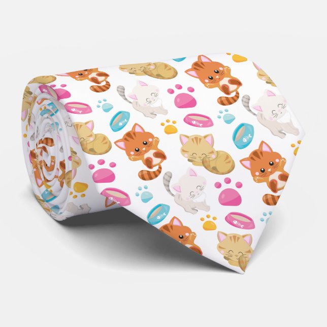 Cravate Motif De Chats, Chats Mignons, Kitty, Chatons, Paw (Roulé)