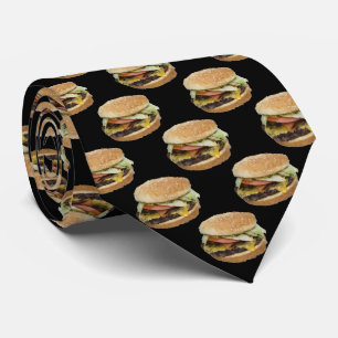 Cravate Motif de cheeseburger sur le noir