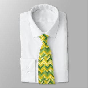 Cravate Motif de chevron vert et jaune