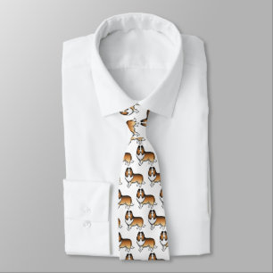 Cravate Motif de chien de dessin animé Shetland Sheepdog s