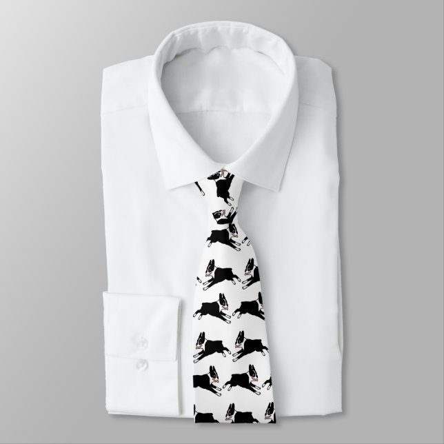 Cravate Motif de chiens de caricature de Boston Terriers (Attaché)