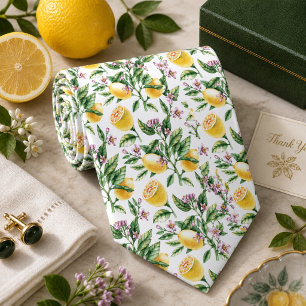 Cravate Motif de citron agrumes méditerranéen