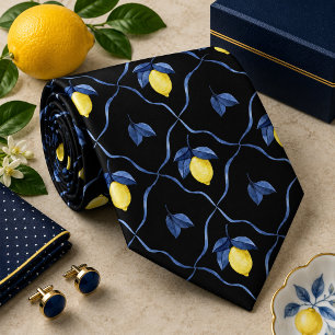 Cravate Motif de citron agrumes méditerranéen