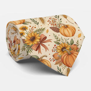 Cravate Motif de citrouille et de tournesol automnal confo