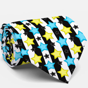 Cravate Motif de conception à rayures bleues jaunes étoile