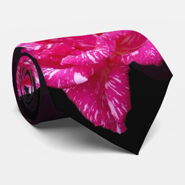 Cravate Motif De Couche Rose Rose Chaud Et Noir, (Roulé)