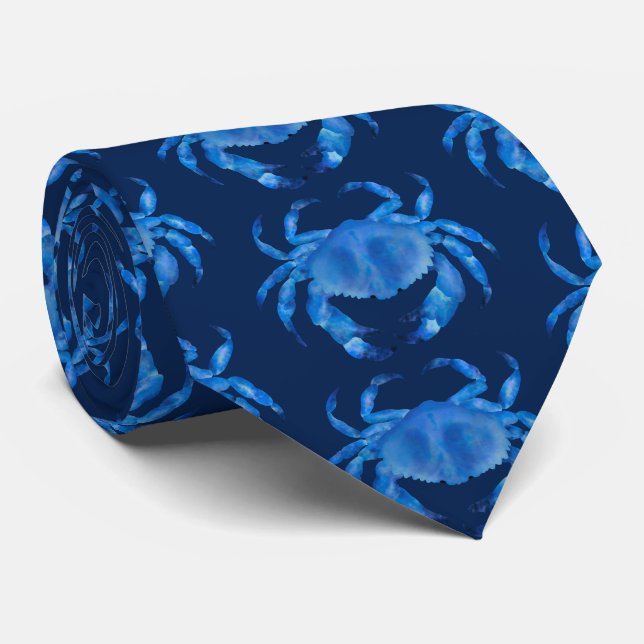 Cravate Motif de crabe bleu (Roulé)