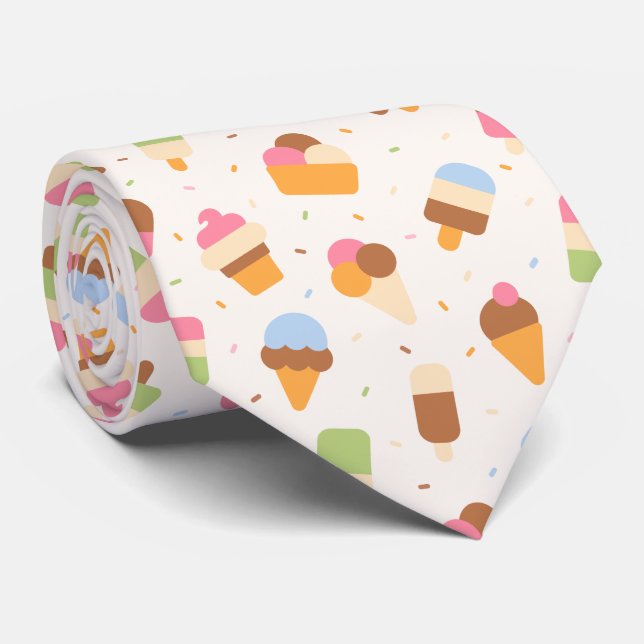 Cravate Motif de crème glacée, cône de crème glacée, Popsi (Roulé)