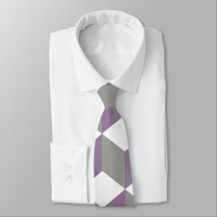 Cravate Motif de cube isométrique violet et gris Crocus