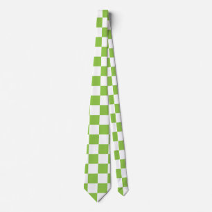 Cravate Motif de damier de vert jaune
