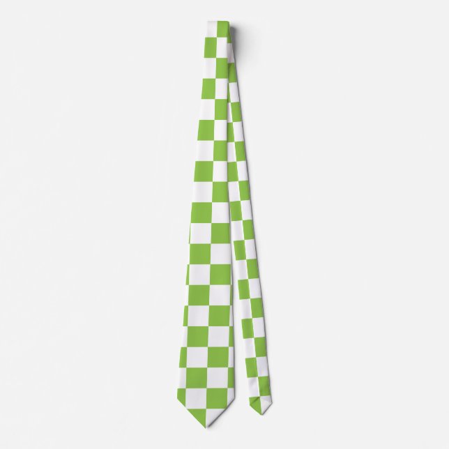 Cravate Motif de damier de vert jaune (Devant)