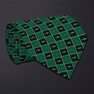 Cravate Motif de damier vert avec logo