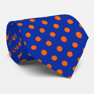 Cravate Motif de design à pois orange sur fond bleu 