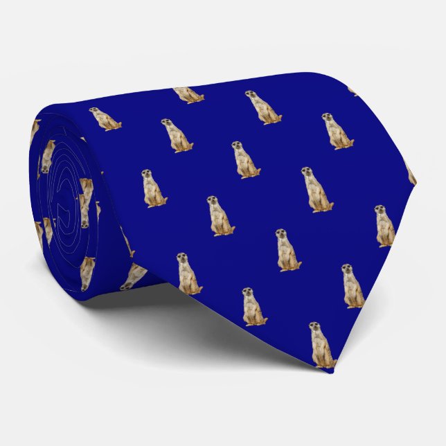 Cravate Motif de diamant de Meerkat sur le bleu marine (Roulé)