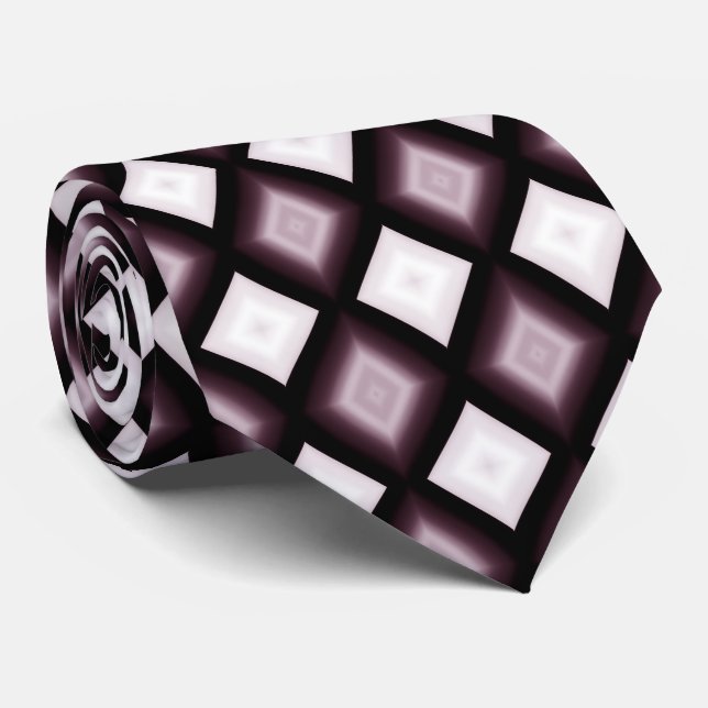 Cravate Motif de diamant rouge prune contemporain (Roulé)