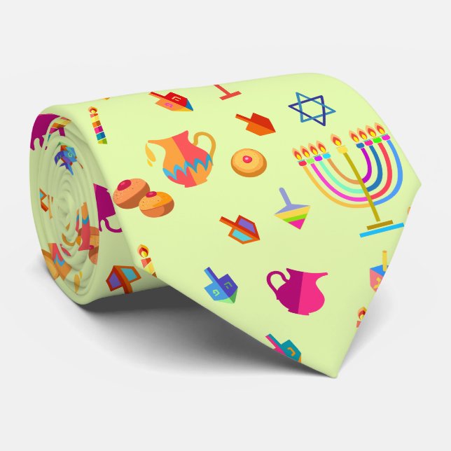 Cravate Motif de doodle branché de la fête d'Hanoukka (Roulé)