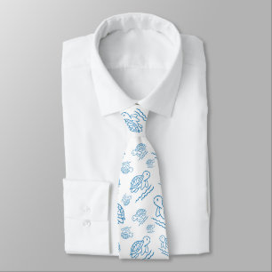 Cravate Motif de doodle nautique de tortue de mer mignonne