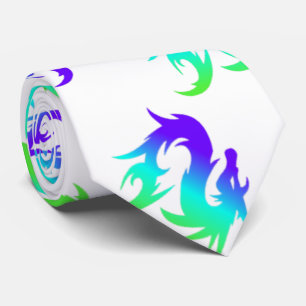 CRAVATE MOTIF DE DRAGON BLEU COLORÉ