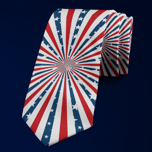 Cravate Motif de drapeau américain étoiles et bandes