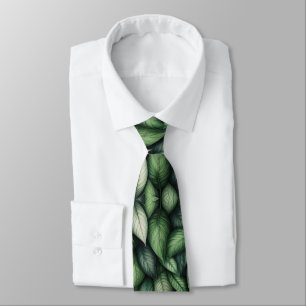 Cravate Motif de feuille botanique vert luxuriant