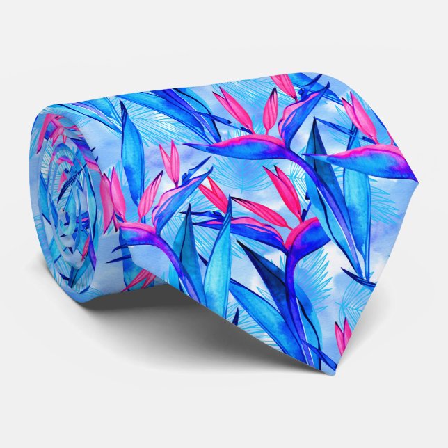 Cravate motif de feuille tropicale rose cool (Roulé)