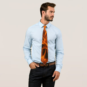 Cravate Motif de Flamme de Feu – Orange et Noir Gras