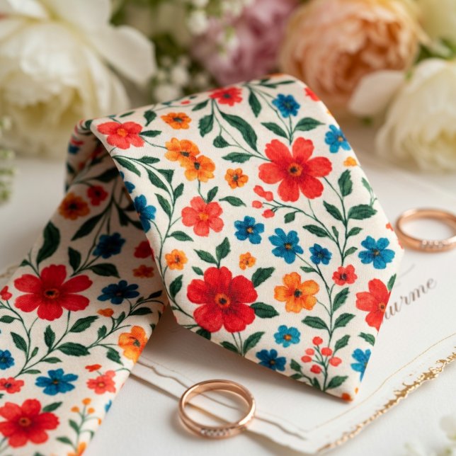 Cravate Motif de fleur de prairie lumineuse (Créateur téléchargé)