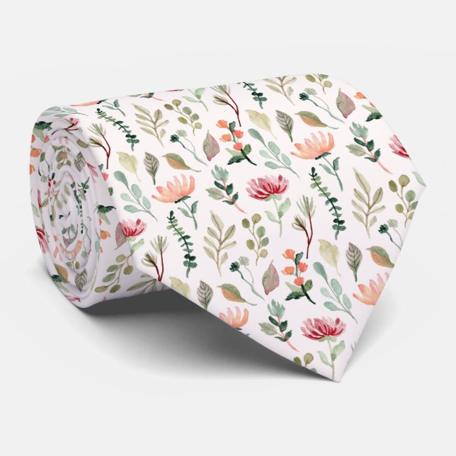 Cravate Motif de fleurs à l'aquarelle (Roulé)