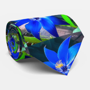 Cravate Motif de fleurs bleues profondes