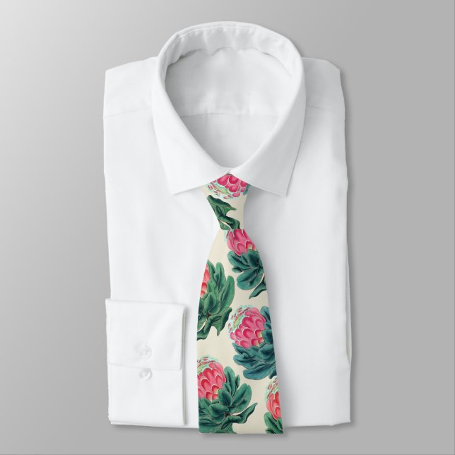 Cravate Motif de fleurs de Protea  (Attaché)