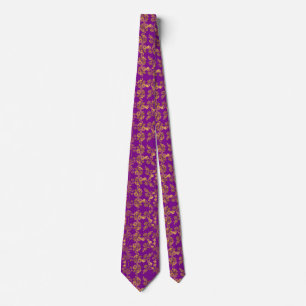 Cravate Motif de fleurs dorées estivales scintillantes