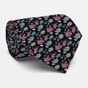Cravate Motif de fleurs et de papillons