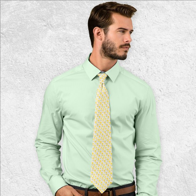 Cravate #Motif de fleurs Roses de couleur d'eau jaune (Créateur téléchargé)